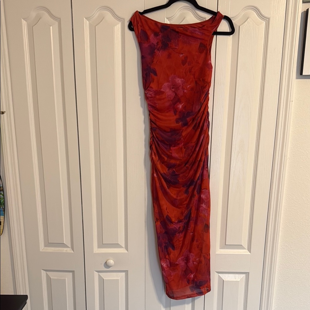 Red Asymmetrical Sleeveless Bodycon Dress